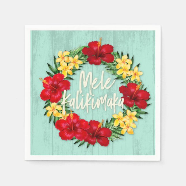 Servilleta De Papel Paraíso tropical Hawái Madera Wreath (Anverso)