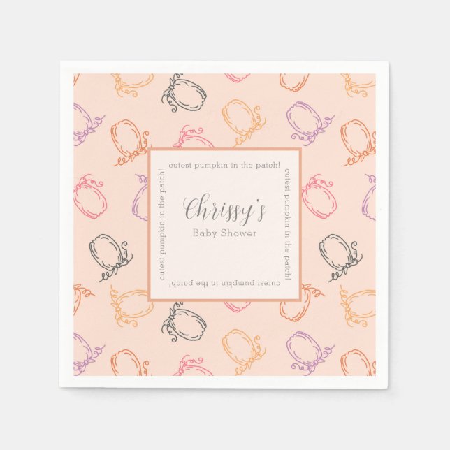 Servilleta De Papel Parche de calabaza Baby Shower Cutest en el parche (Anverso)