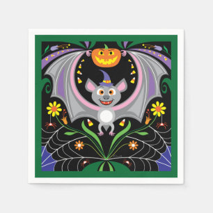 Servilleta De Papel Parche de Calabaza Batty de Medianoche