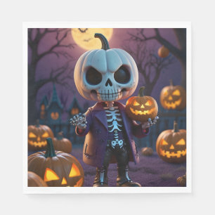 Servilleta De Papel Parche de calabaza - compañero de esqueleto