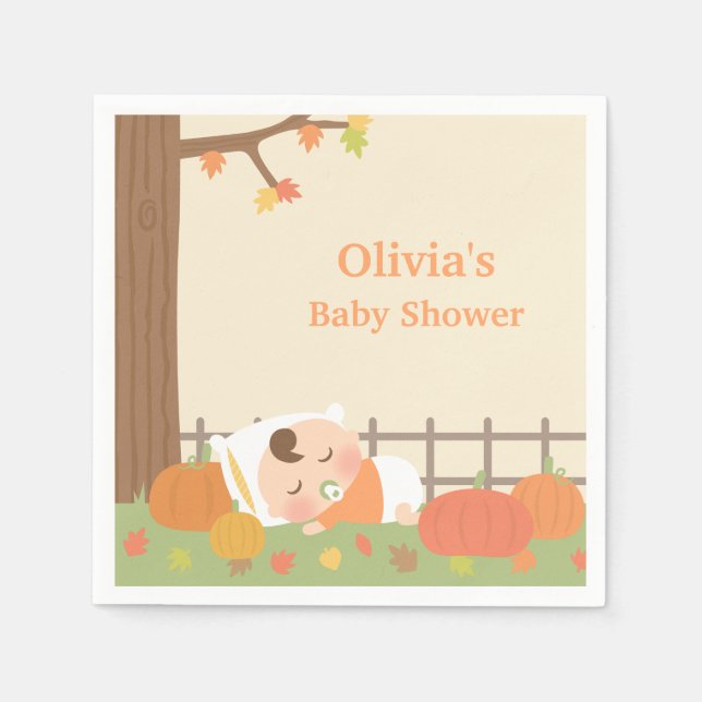 Servilleta De Papel Parche de calabaza cutáneo Baby Shower Napkins (Anverso)