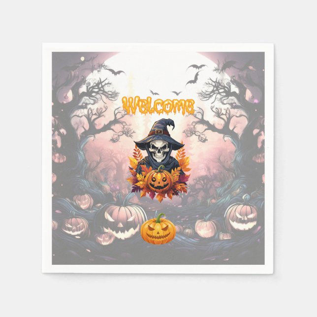 Servilleta De Papel Parche de Calabaza de Halloween (Anverso)