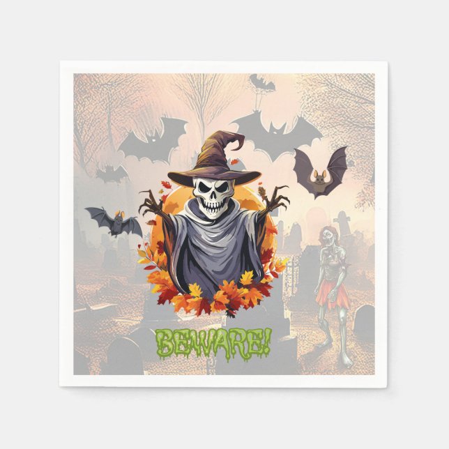 Servilleta De Papel Parche de calabaza de Halloween (Anverso)