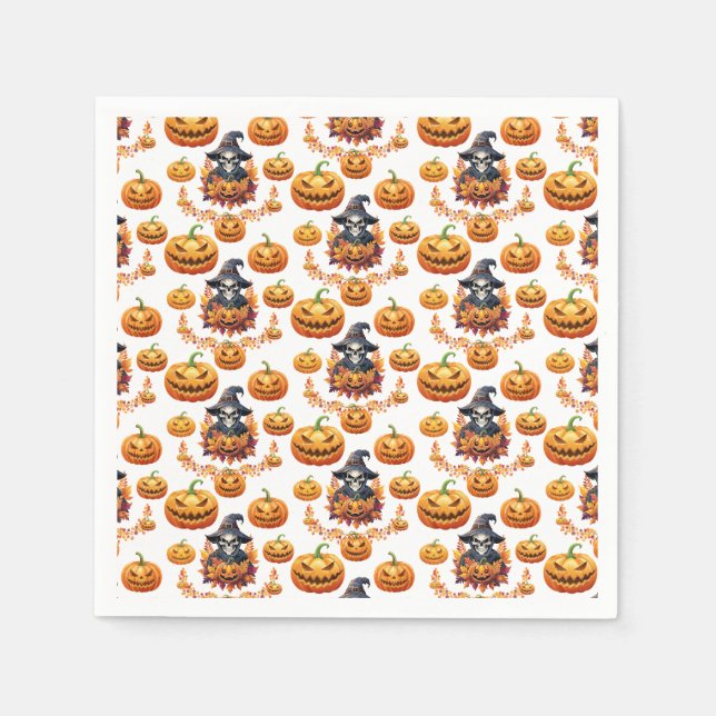 Servilleta De Papel Parche de Calabaza de Halloween (Anverso)