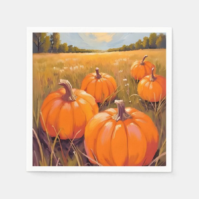 Servilleta De Papel Parche de Calabaza de Halloween Otoño (Anverso)