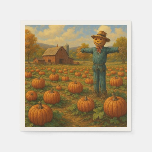 Servilleta De Papel parche de calabaza de otoño y espantapájaros (Anverso)