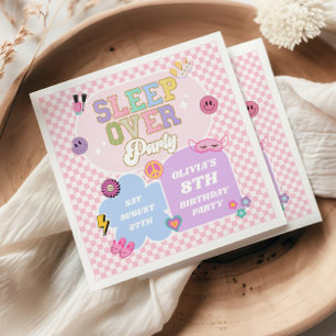 Servilleta De Papel Parche de cumpleaños de Sleepover Preppy Varsity