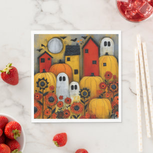 Servilleta De Papel Parche de Halloween de Arte Popular Caprichoso