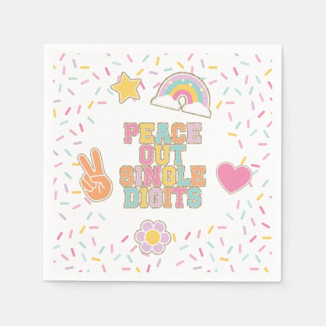 Servilleta De Papel Parche Preppy Adiós Dígitos Únicos Cumpleaños 10 (Anverso)