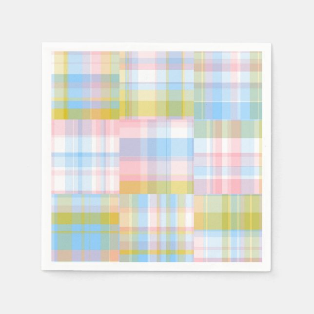 Servilleta De Papel Parche Preppy Look Madras Pastel (Anverso)
