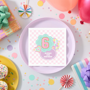 Servilleta De Papel Parche verde pastelero varsity 6 cumpleaños