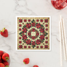 Parchwork Poinsettia Wreath Decoupage