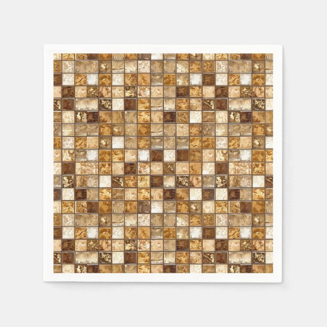 Servilleta De Papel Pared de mosaico marrón y beige (Anverso)