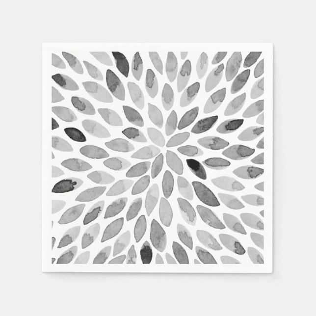 Servilleta De Papel Paredes de brocha acuarela - blanco y negro (Anverso)