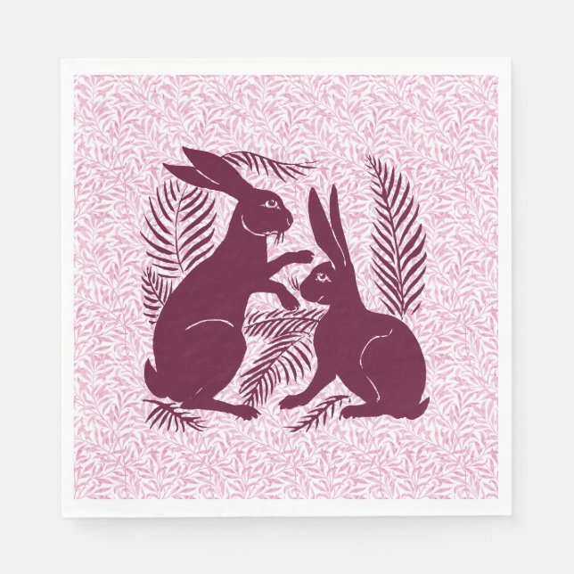 Servilleta De Papel Pareja Art Nouveau de Conejos De Morgan y Morris (Anverso)