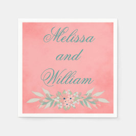 Servilleta De Papel Pareja Boda Floral Rosa