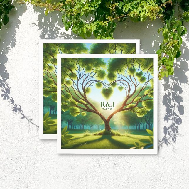 Servilleta De Papel Pareja boda Monograma Napkin verde (Wedding Couple Monogram Green Napkins)