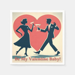 Servilleta De Papel Pareja de baile hípster de martini de San Valentín