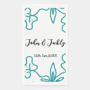 Servilleta De Papel Pareja de boda azul turquesa nombre fecha flstylis
