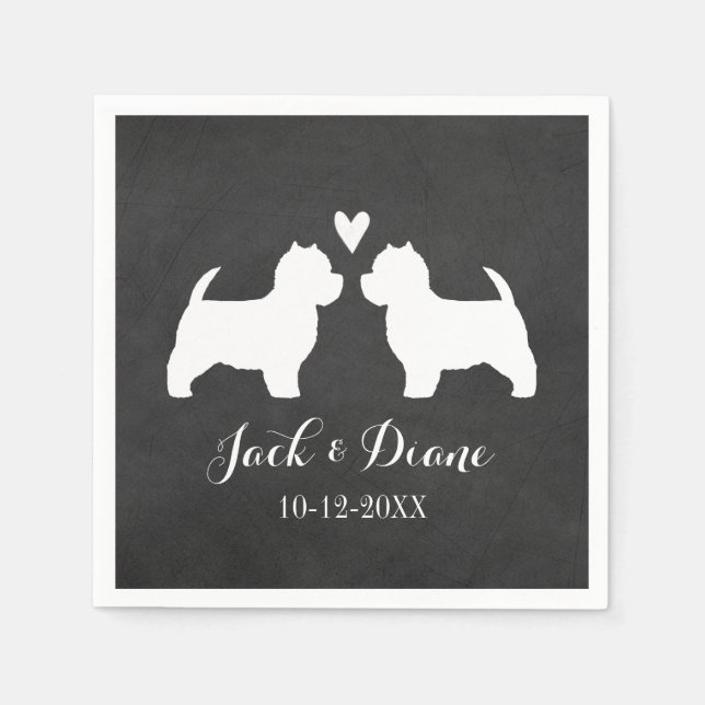 Servilleta De Papel Pareja de boda Westies con texto personalizado (Anverso)