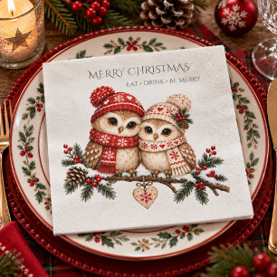 Servilleta De Papel Pareja de búhos navideños nórdicos Celebración nav