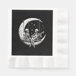 Servilleta De Papel Pareja de esqueletos guitarra lunar