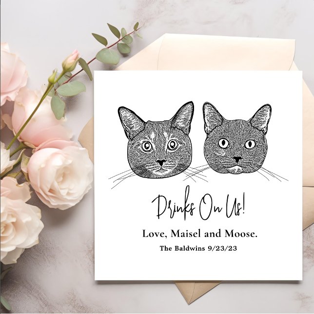 Servilleta De Papel Pareja de gatos dibujando bebidas personalizadas e (Subido por el creador)