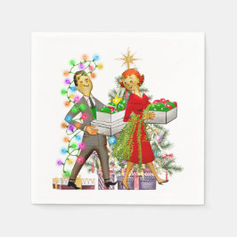 Servilleta De Papel Pareja de hombre y mujer de época de 1950