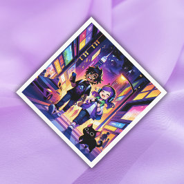 Servilleta De Papel Pareja de juegos animales con su gato |