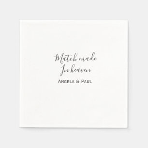Servilleta De Papel Pareja de nombre de boda simple hecha en el cielo
