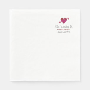 Servilleta De Papel Pareja de nombres con corazón y flecha, Boda