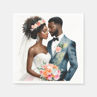 Servilleta De Papel Pareja de novias afroamericanas