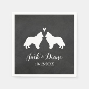 Servilleta De Papel Pareja de novios con texto de pastores belgas