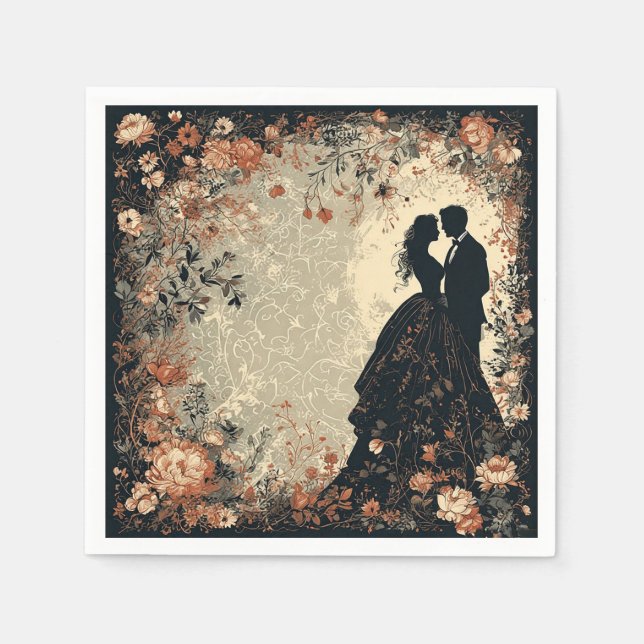 Servilleta De Papel Pareja de novios románticos (Anverso)