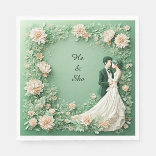 Servilleta De Papel Pareja de novios románticos