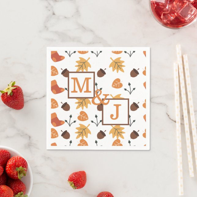 Servilleta De Papel Pareja de Otoño Personalizada (In situ)