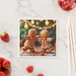 Servilleta De Papel Pareja de pan de jengibre bailando Navidades