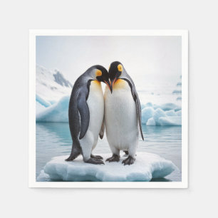 Servilleta De Papel Pareja De Pingüino En Un Iceberg