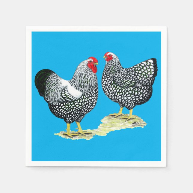 Servilleta De Papel Pareja de pliegues plateados Wyandottes (Anverso)