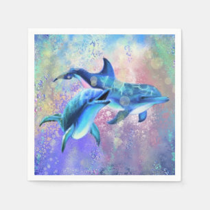 Servilleta De Papel Pareja Dolphin Napkins Happy Family