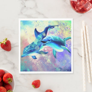 Servilleta De Papel Pareja Dolphin Napkins Happy Family