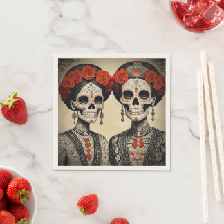 Servilleta De Papel Pareja el Día de los Muertos