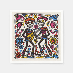 Servilleta De Papel 💀 pareja gay estilo Doodle Día de Muertos