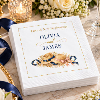 Servilleta De Papel Pareja Madura Chic Casual Artístico Boda Azul Mari