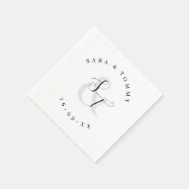 Servilleta De Papel Pareja Monogramada Nombre Boda Elegante