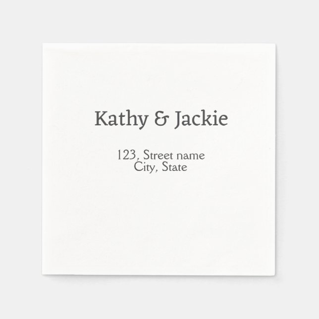 Servilleta De Papel Pareja negra blanca nombre dirección ciudad estado (Anverso)