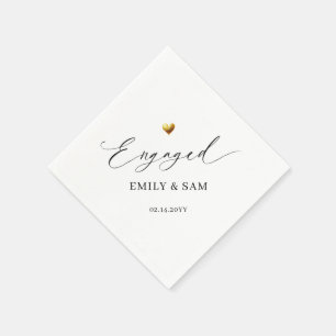 Servilleta De Papel Pareja Personalizada Corazón de Oro Elegante Compr