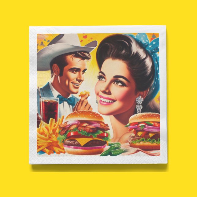 Servilleta De Papel Pareja Retro de Comida Rápida (Subido por el creador)