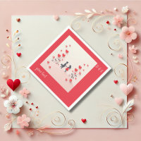 Pareja romántica silueta corazones rojos boda
