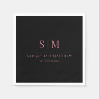 Pareja simple Iniciales Negro y Rosa Boda de oro